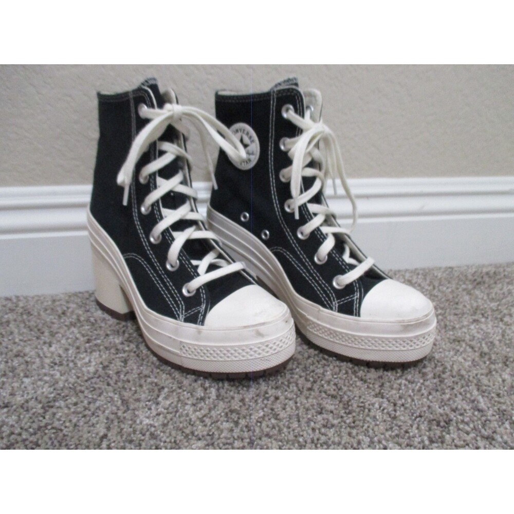 Converse Chuck 70 De Luxe Heel Women's 6W black white High Top Sneakers